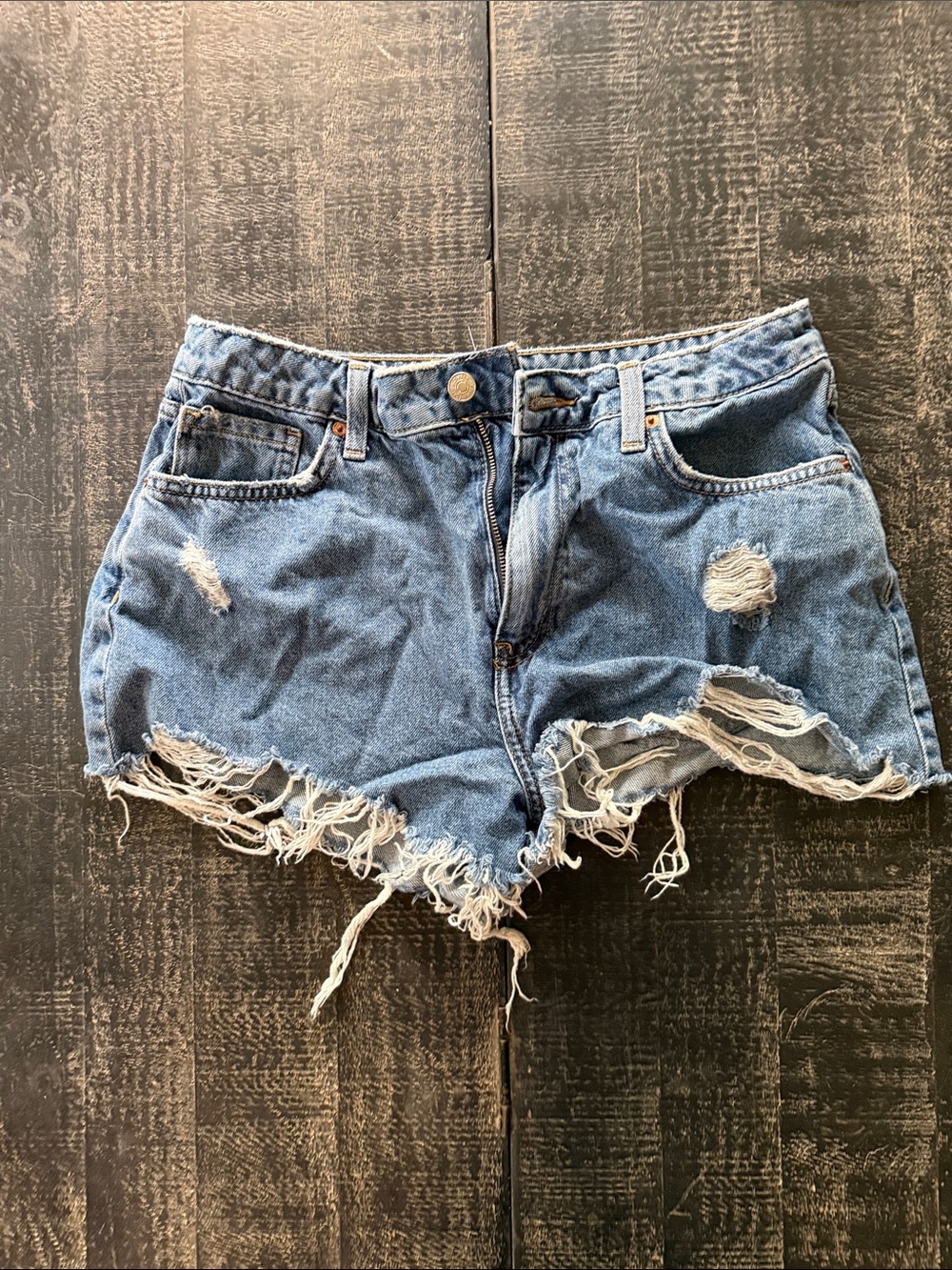 Forever 21 Medium Blue Distressed Denim Cutoff Shorts